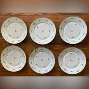 Set Of Six Hand painted Rosebud Plates 8.25” Diameter By Heinrich & Co Bavaria
